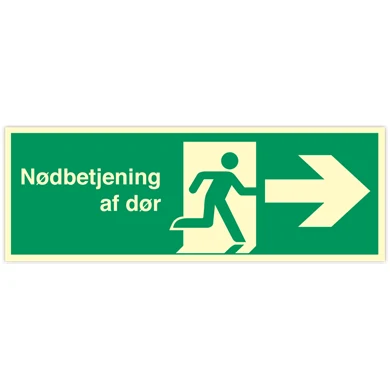 Skilt Nødbetjening af dør - Højre H487