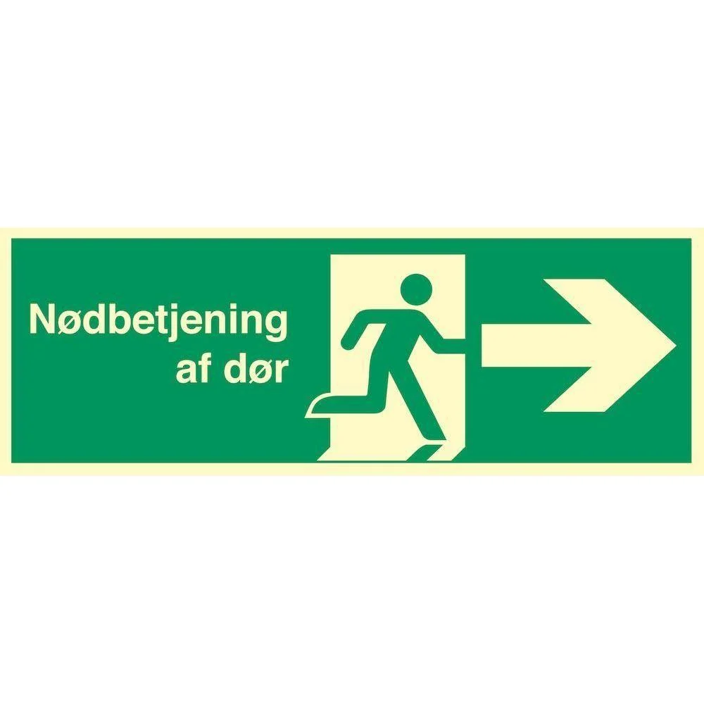 Skilt Nødbetjening af dør - Højre H487