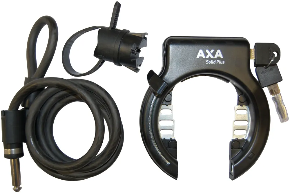 Lås AXA Solid Plus Charcoal u/bolt m.wire 1500x10mm