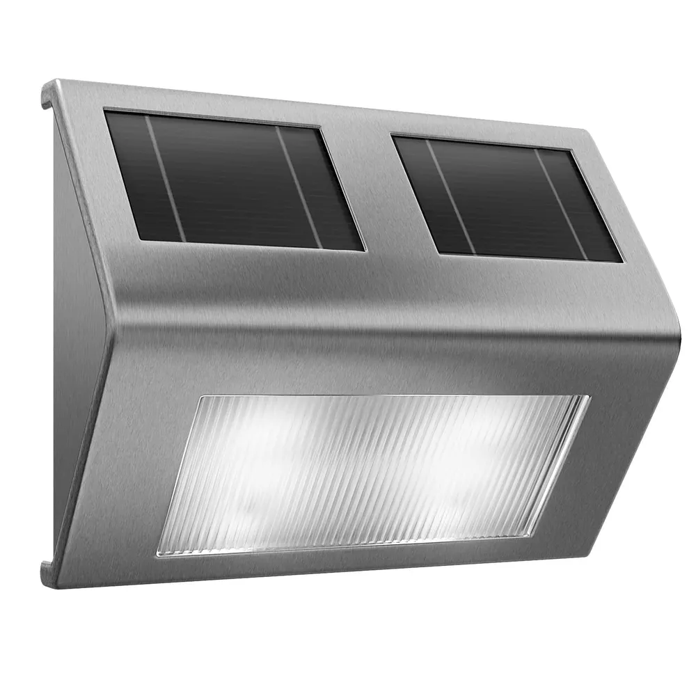 LED solcelle væglampe rustfrit chromed IP65