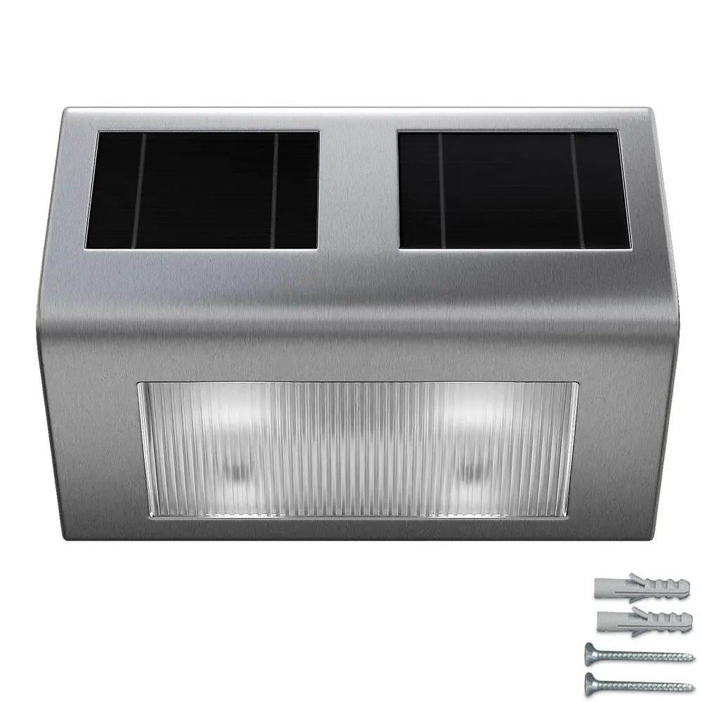 LED solcelle væglampe rustfrit chromed IP65