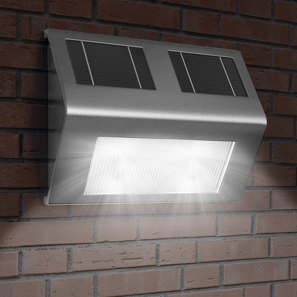 LED solcelle væglampe rustfrit chromed IP65