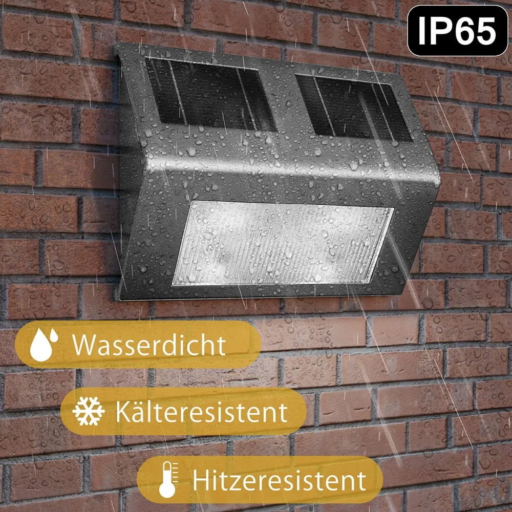 LED solcelle væglampe rustfrit chromed IP65