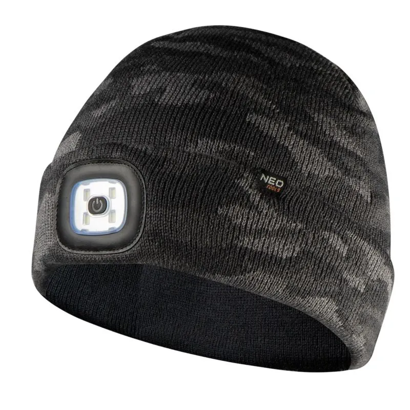 NEO TOOLS LED hue med lygte, to-lags, CAMO URBAN, 1 stk