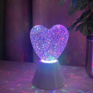 Hjerte glitterlampe 11x10x15 cm