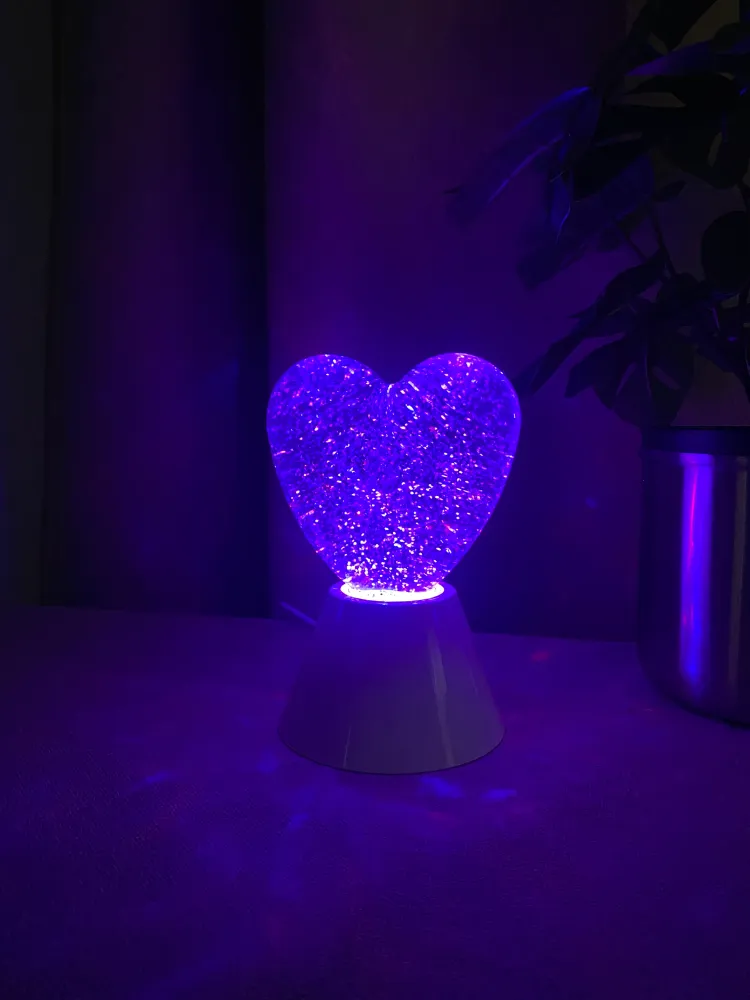 Hjerte glitterlampe 11x10x15 cm