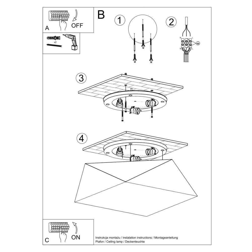 Loftlampe HEXA 45 E26 Base