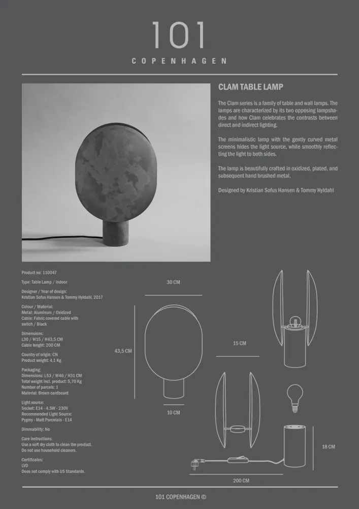 Clam Table Lamp - Oxidized