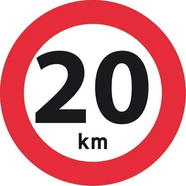 Forbudstavle, Max hastighed 20 KM