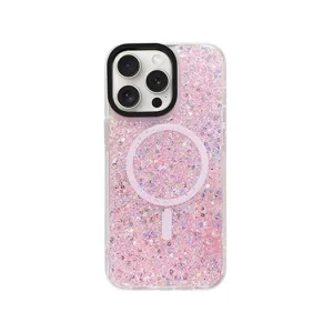 iPhone 15 Pro Max - MagSafe Glimmer Silikone Cover - Blush