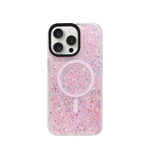 iPhone 15 Pro Max - MagSafe Glimmer Silikone Cover - Blush