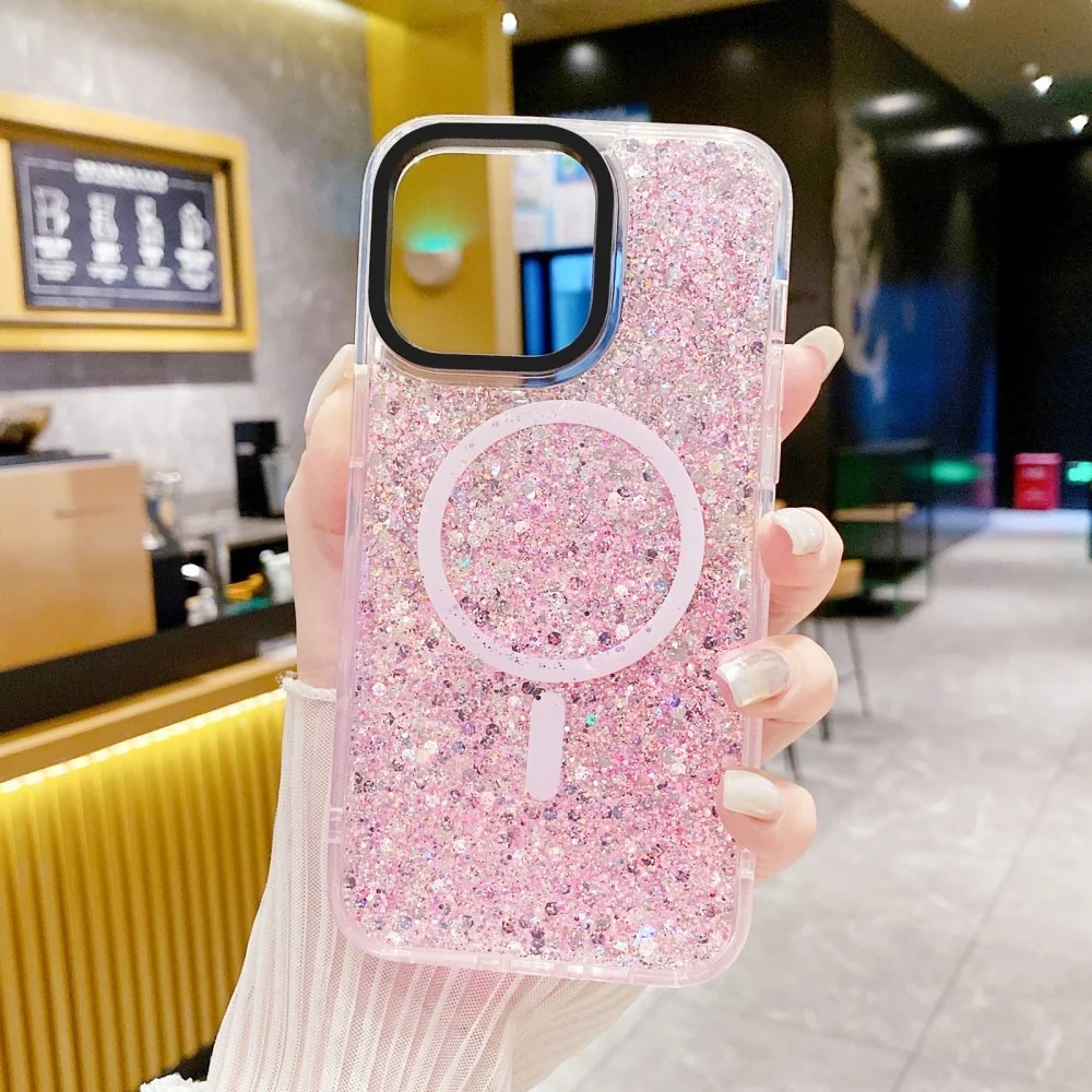 iPhone 15 Pro Max - MagSafe Glimmer Silikone Cover - Blush