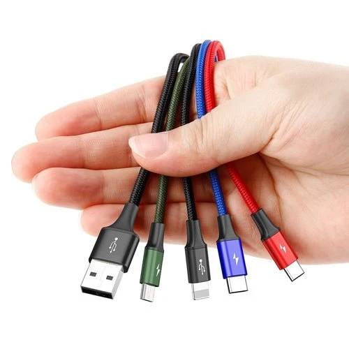 Baseus kabel 4 i 1 Lightning/2x USB-C/micro USB 1,2 m sort.
