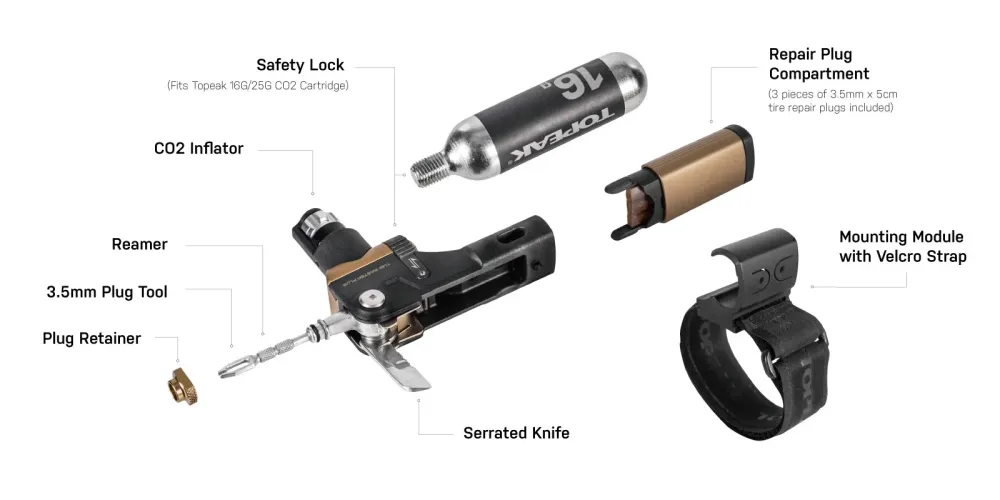 Co2-multiværktøj TOPEAK TUBI MASTER+ (16 g)