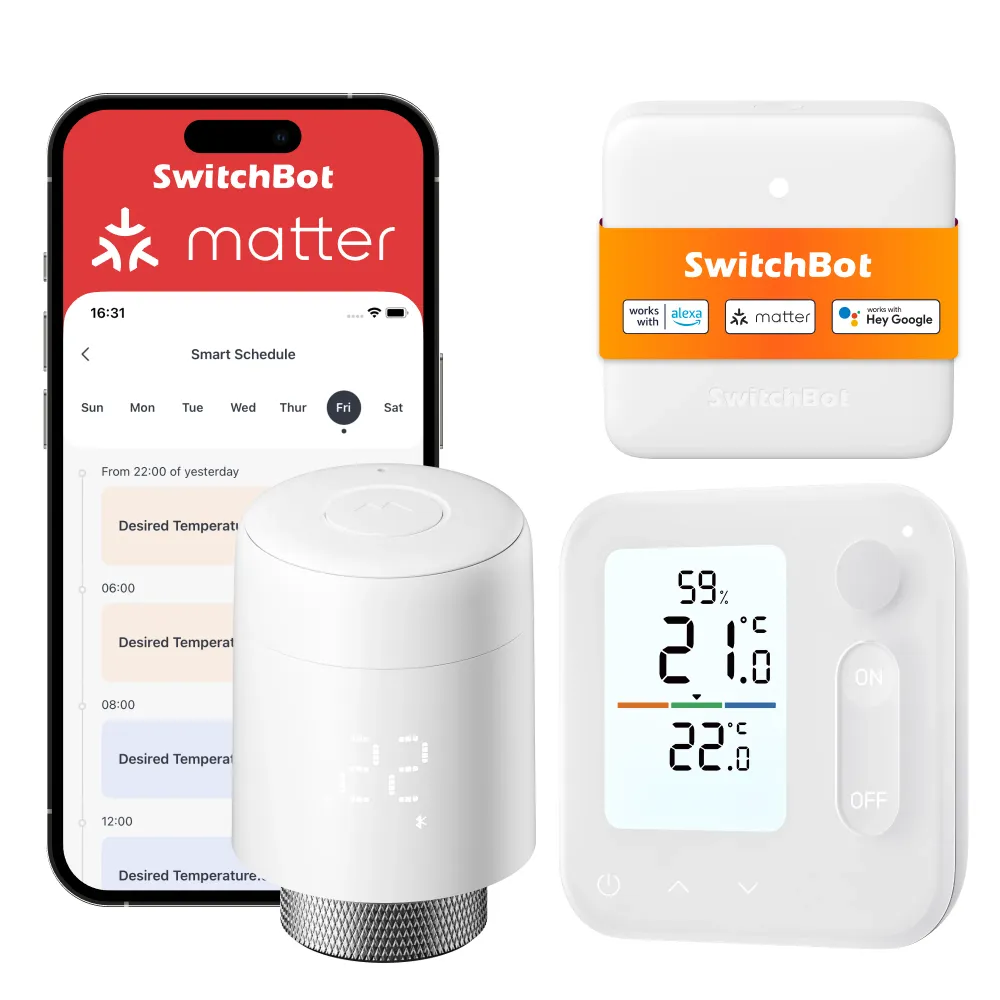 SwitchBot Smart Radiator Termostat Panel Matter Kombination