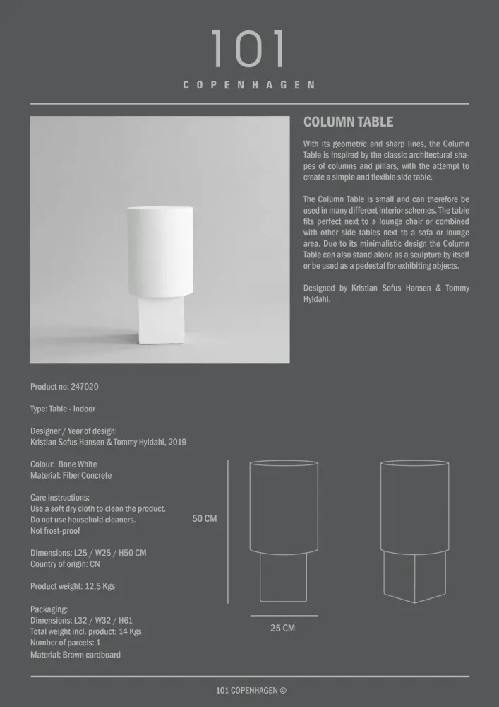 Column Table - Bone White
